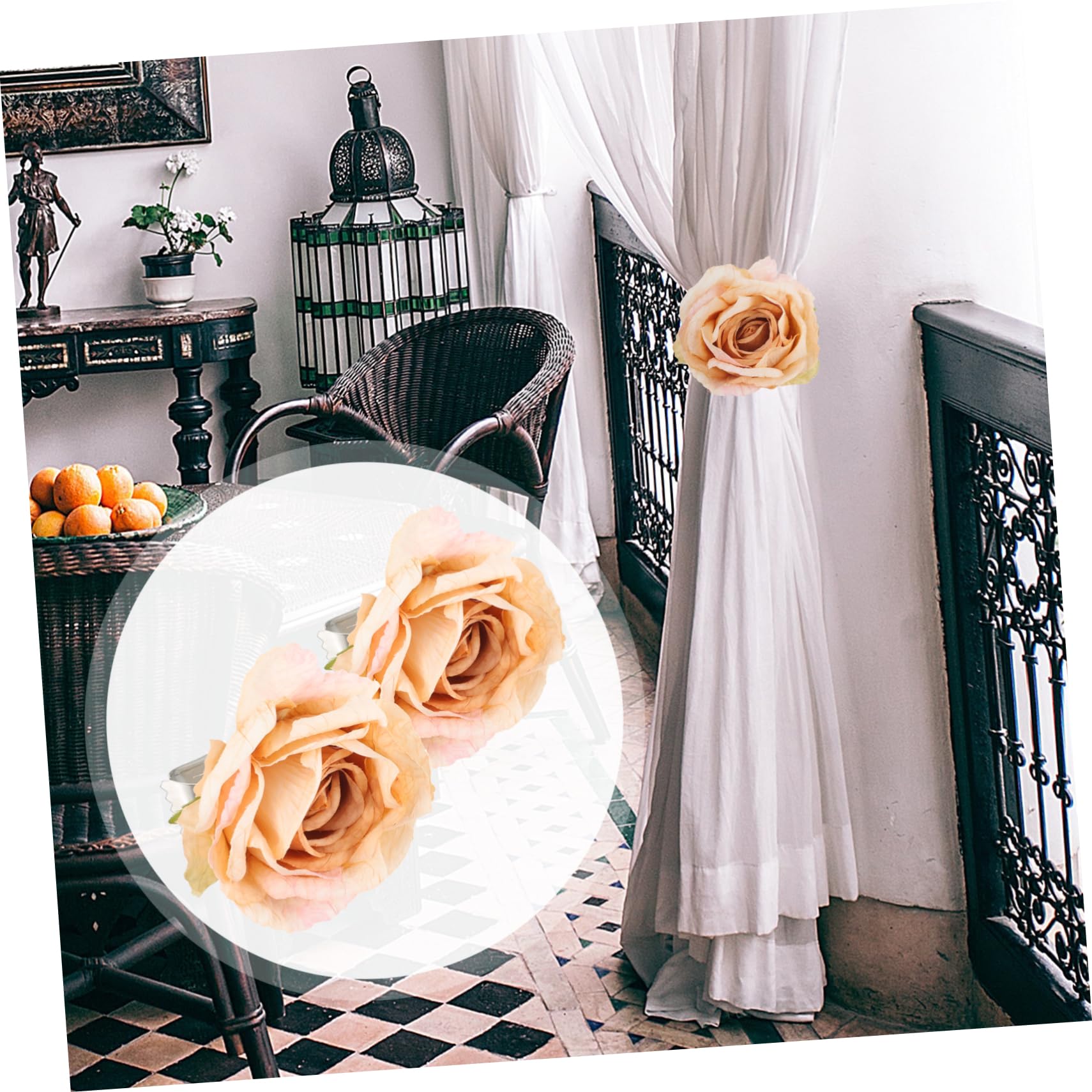 Alipis Lot De 4 Embrasses De Rideaux À Motifs Floraux Pinces De Retenue pour Draperies Installation Facile pour 2 Pièces X 4