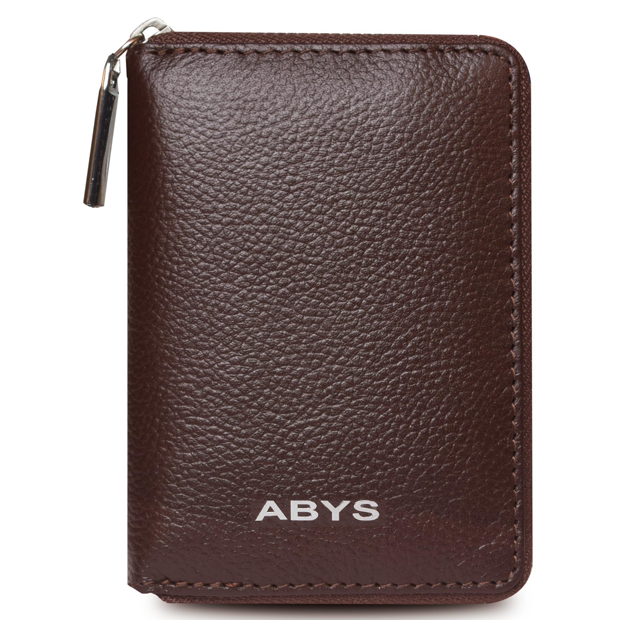 Genuine Leather Coffee Brown Card/Cash Holder Wallet for Men & Women with Dual Zipper-image-42