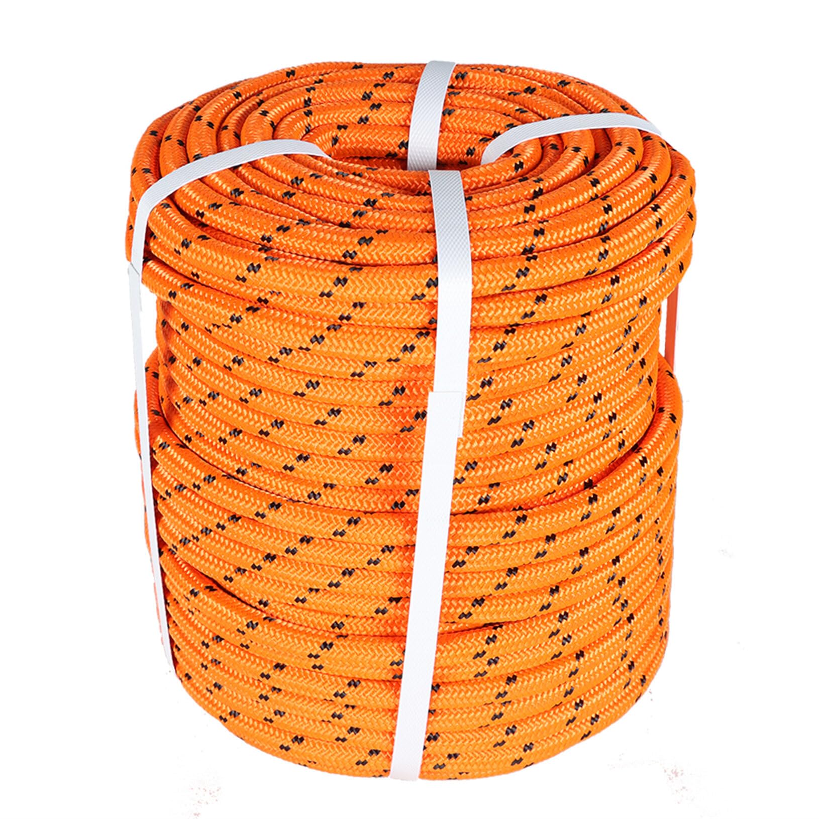 1/2 in x 200 FT Orange BlackArborist Bull Rope Double Braid Polyester Rigging Hoisting Line Tree Rope