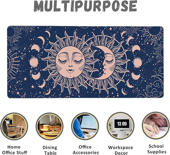 Large Mouse Pad Magic Moon and Sun Extended Gaming Mouse Pad Non-Slip Desk Mat with Stitched Edge Laptop Computer Keyboard Mousepad for Office Home 35.4 x 15.7