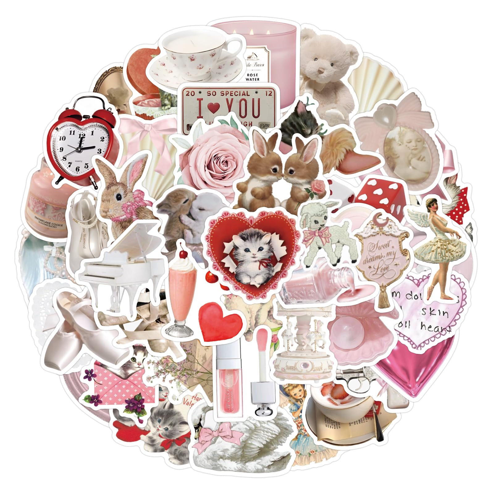 63pcs Coquette Stickers Pack, Cute Vinyl Aesthetic Stickers, Waterproof Pink Stickers for Laptop Water Bottle, Phone - Image 2
