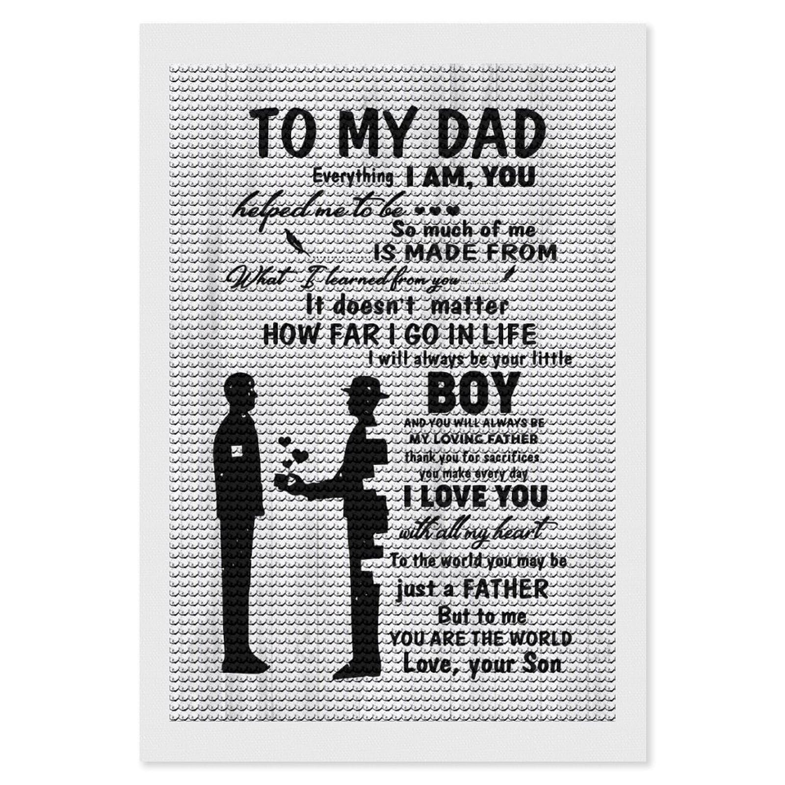 Junmoney to My Dad from Son Full Drill Diamond Painting Kit 8"x12", Mindful Craft Activity, Bedroom Decor, for Adults, Gift Idea