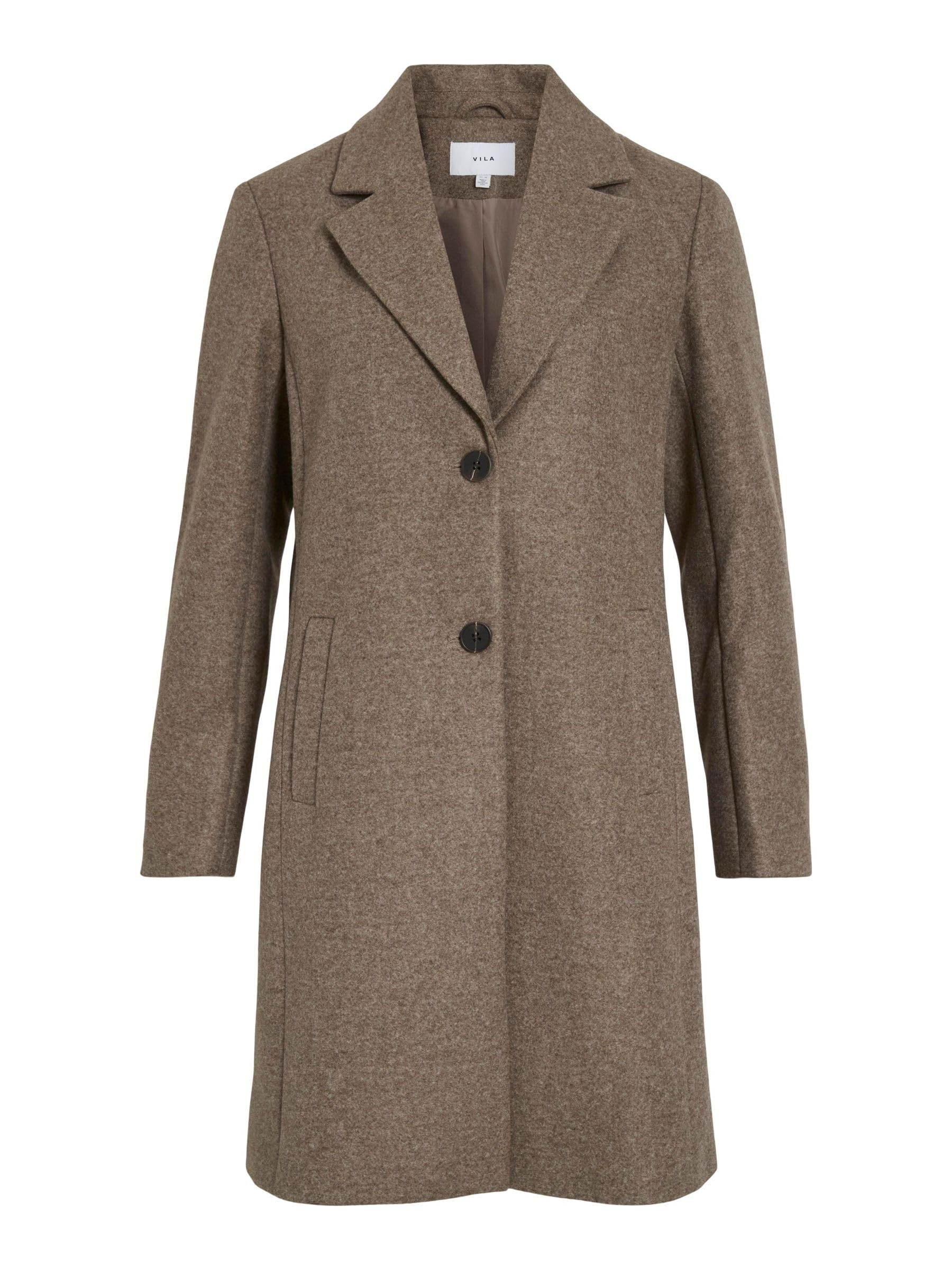 Vila Viclaudia Button Coat - Noos, Falcon, 16