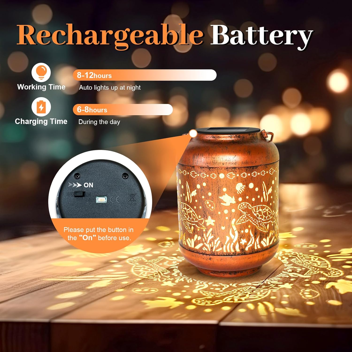 Solar Lanterns Outdoor Waterproof Sea Turtle Gifts for Garden Decor Gifts for Women Mom Grandma Hanging Metal Solar Lights Birthday Mothers Day Ornament Outside for Yard, Patio,Pathway - Image 4