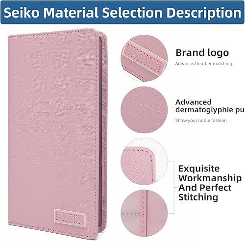 Miniatura 10 de Carpeta para registro y seguro de automóvil, carpeta de piel sintética de alta calidad, para documentos de automóvil, licencia de conducir, tarjetas