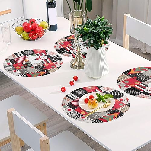 Miniatura 6 de Juego de 6 manteles individuales redondos lavables para mesa de comedor, manteles individuales tejidos para mesa de cocina, manteles individuales