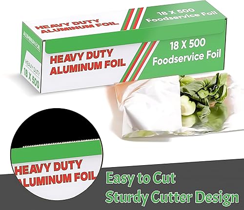 Miniatura 2 de Rollo de papel de aluminio de 18 pulgadas x 500 pies, resistente, uso comercial y doméstico para alimentos, barbacoas, parrillas, cocinar, hornear,