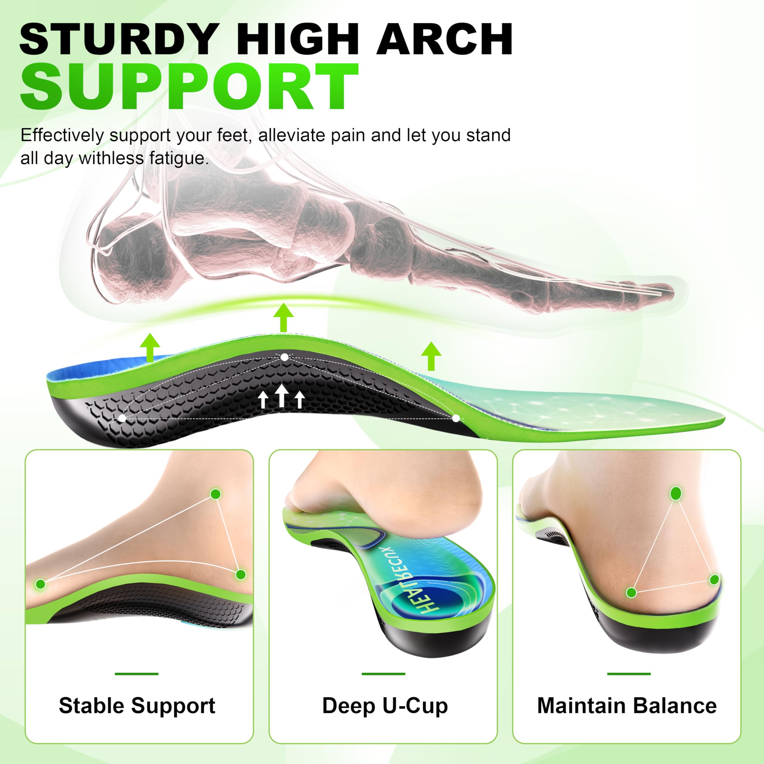 Amazon.com: Healrecux Plantar Fasciitis Insoles Shoe Inserts for