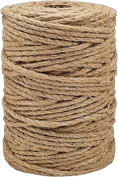 5mm Jute Twine String, 164 Feet Twisted Thick Twine Rope for Crafts, Gardening, Home Decorating, Cat Scratching Post, Packing, Christmas, Wedding Decor, Bundling and Macrame Projects.