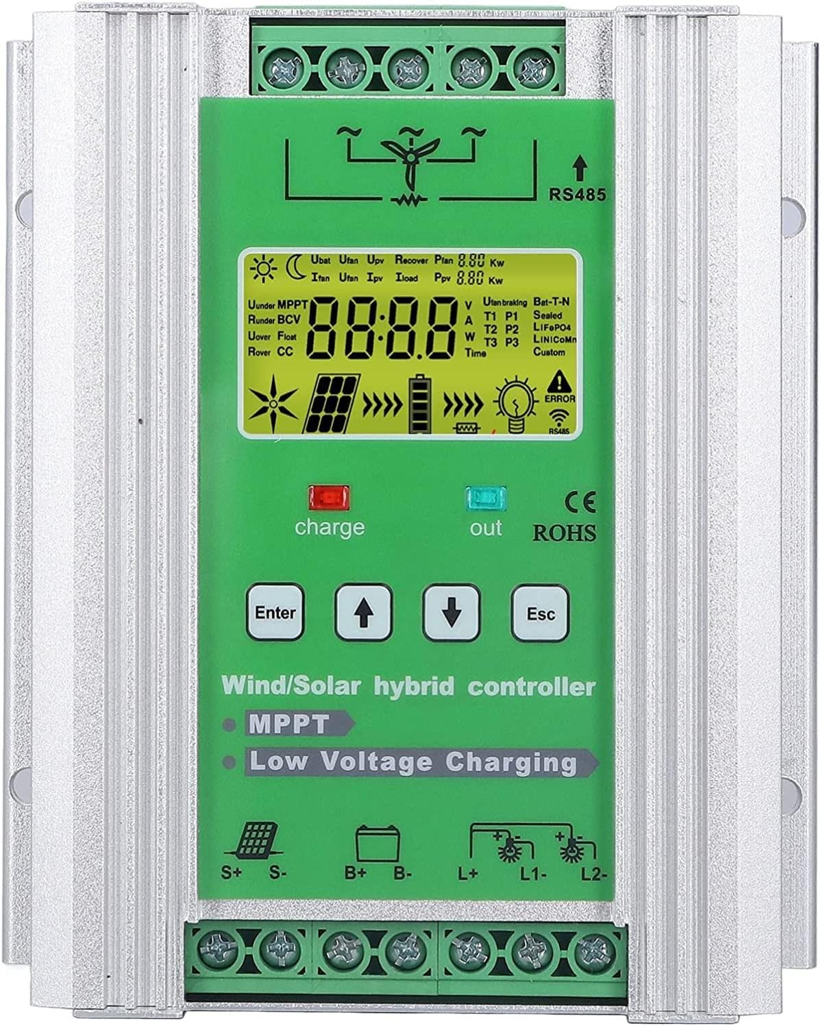 Battery Off Grid Controller, Wind Turbine Solar Hybrid, MPPT Charge Boost