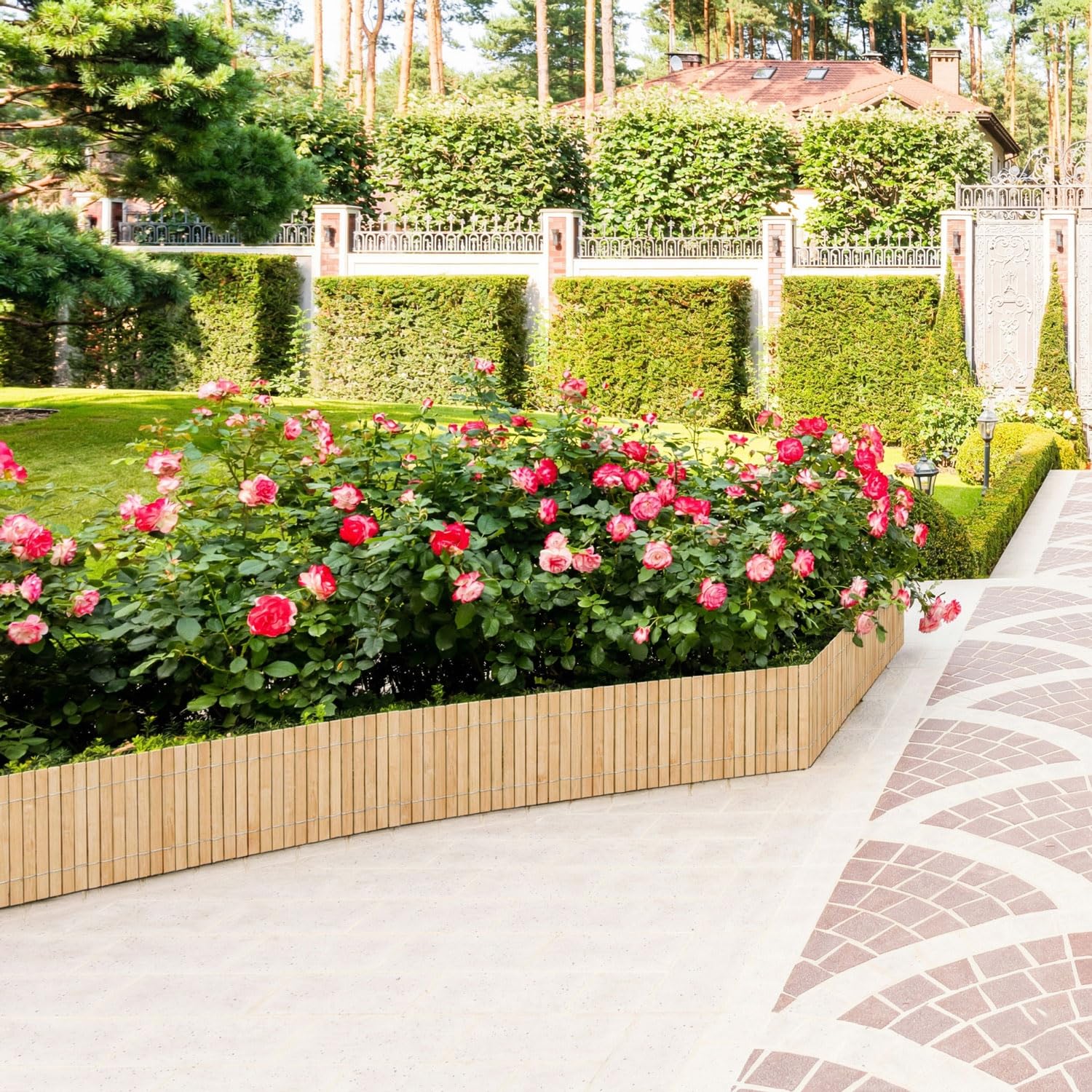 UrFence 300x20 Valla de Bambú Enrollable - Borduras para Jardín - Cercado Flexible - Delimitadores de Bordes para Jardín - Valla Madera - Separadores para Terreno - Delimitador Exterior