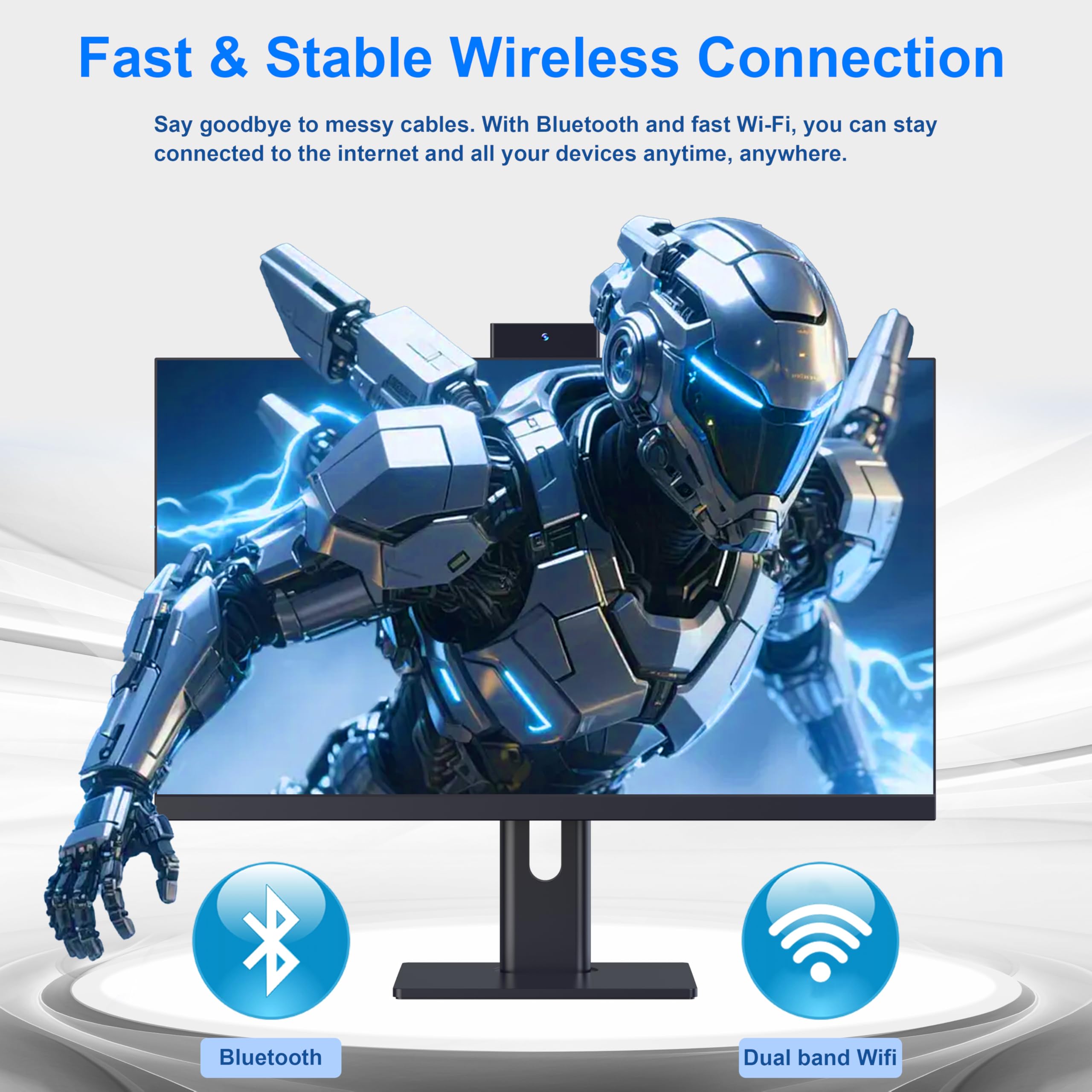 Computer all-in-one 27" Quad-Core N95 3,4GHz 512GB SSD 16GB RAM Webcam WiFi6 Bluetooth 5.3 Nero