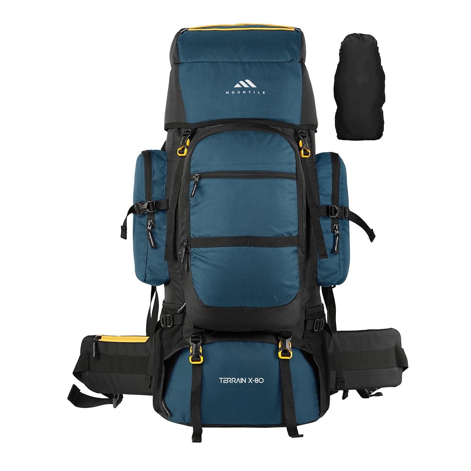 MOUNTILE TERRAIN X-80L Travel Backpack with Water Proof Rain Cover – Camping Hiking Rucksack Trekking Bag – MTX03