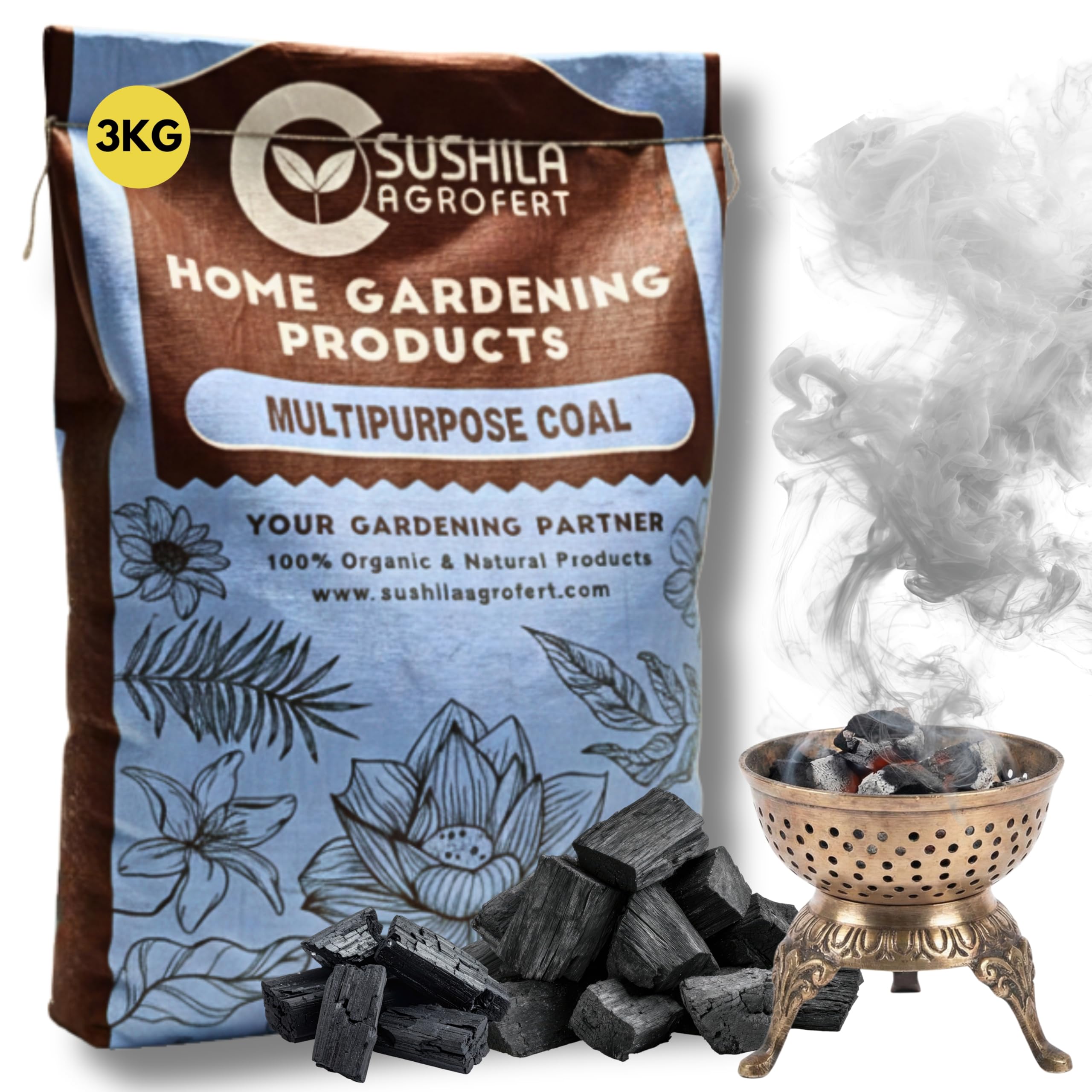 Multipurpose Charcoal for Barbecue Grill, Pooja Havan, Dhoop, Gardening 3KG-image-37