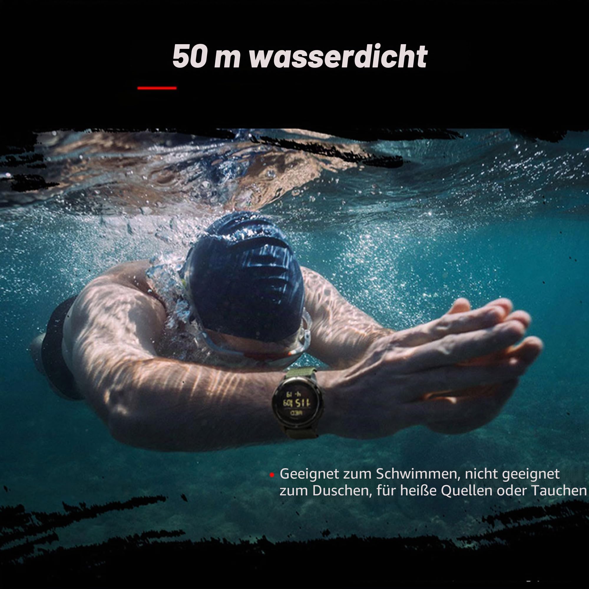 Digital Armbanduhr Herren Militär Uhr mit Schrittzähler Kompass Sportuhren Herren Outdoor Military Watch 5ATM Wasserdicht Digital Uhr Herren Chronograph Nylon Taktische Uhr Senioren Groß Jungen