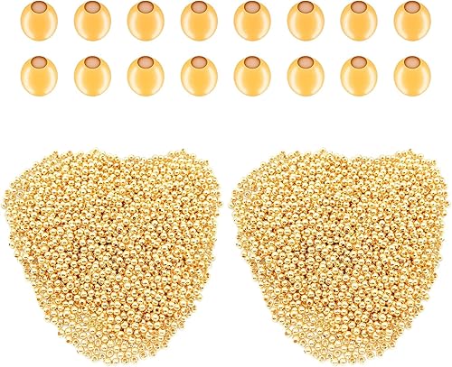 4800 cuentas espaciadoras de metal de 0.126 in chapadas metálicas, cuentas redondas pequeñas y suaves, espaciadores de cuentas de metal para hacer