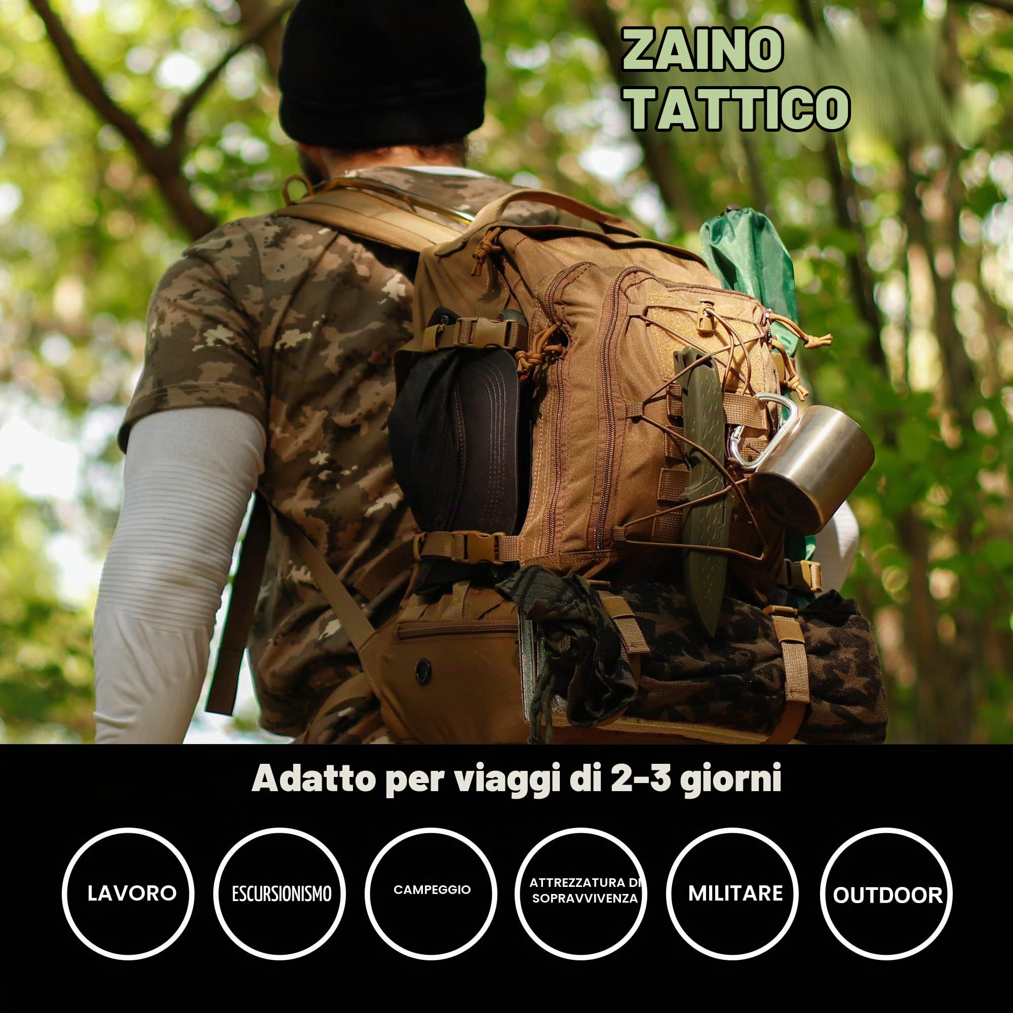 Mardingtop 28L Zaino tattico escursionismo trekking pesca per sopravvivenza campeggio all'aperto in viaggio Forze armate