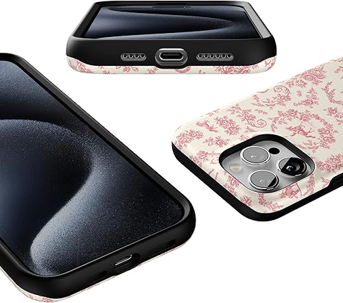 Vista 1554 de Casely Funda para iPhone 15 Pro Max Jardín Secreto Flores mixtas Funda atrevida Compatible con MagSafe y botón de acción Secret Garden