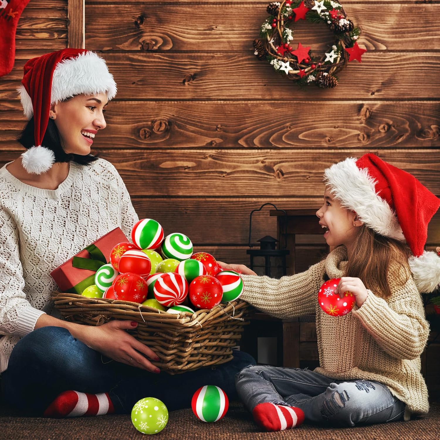 HyDren 36 Pcs Mini Christmas Stress Balls Bulk 2.36 Inch Candy Cane Foam Balls Xmas Squeeze Colorful Relief Toy with Mesh Drawstring Bag for Christmas Party Favors Stocking Goodie Bag Stuffer - Image 4