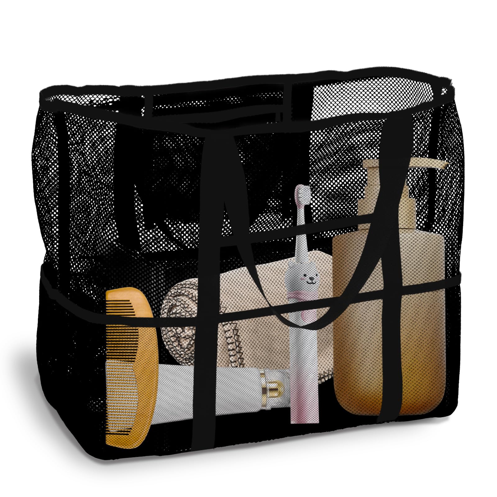 Mesh Shower Caddy Portable for College Dorm Room Essentials with 8 Pockets Large-Capacity Shower Basket Quick-Dry Hanging Toiletry