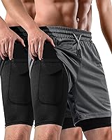 Vista 9 de 2 in 1 Mens Shorts Casual 2 Pack, Running Gym Shorts for Men 7 Inch, Workout Shorts Men with Pockets &Towel Loop