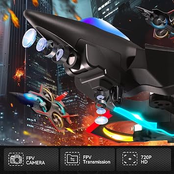 BEZGAR Brushless RC Plane with Camera | 2.4GHZ Remote Control Airplane, 6-axis Gyro Stunt Plane for Kids, RC Helicopter, 360Flip Jet Fighter for Beginners with LED Navigation Lights