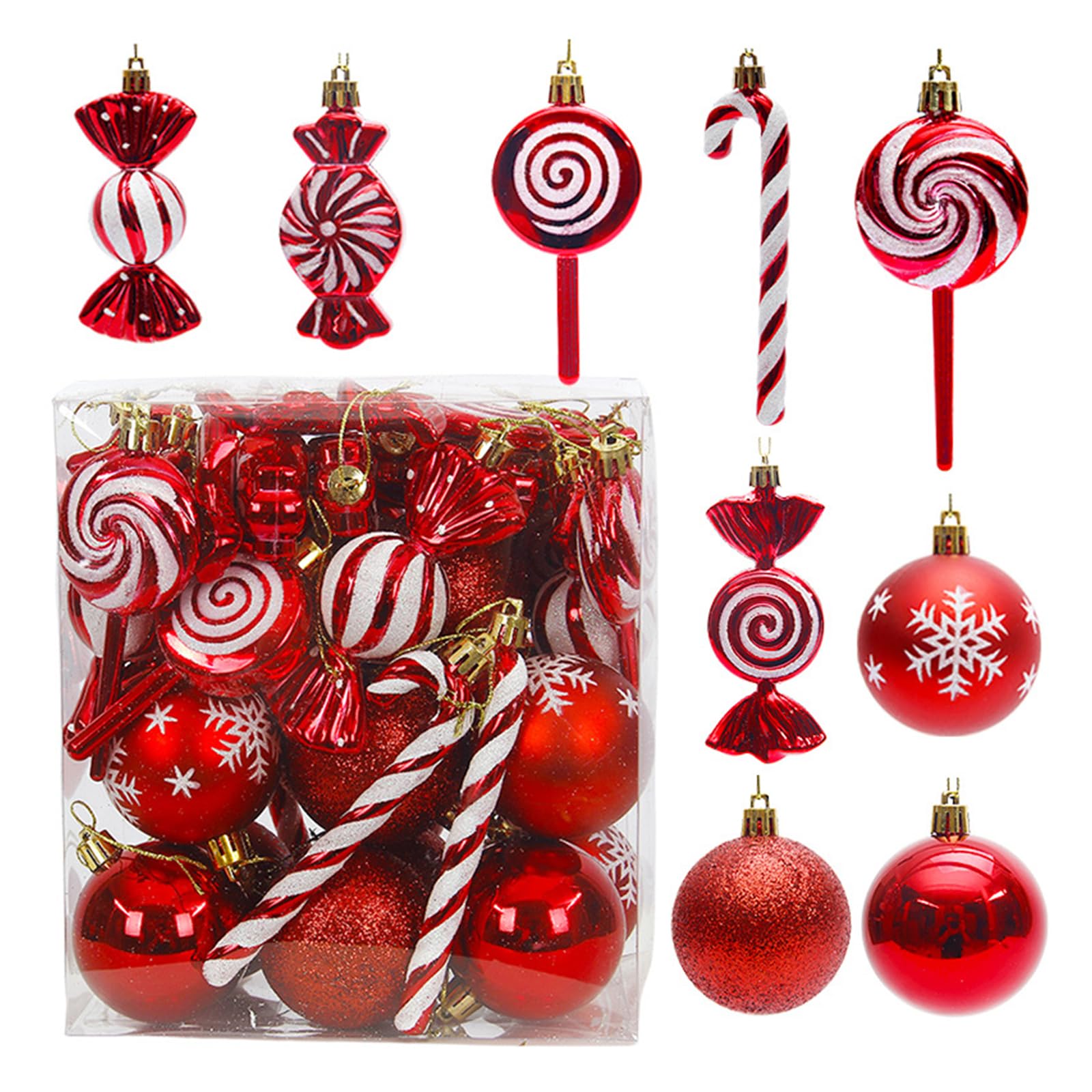 TAZIZI Festive Holiday Ornament Collection Shatter Proof Baubles Decorations Glittering Christmas Tree Pendants