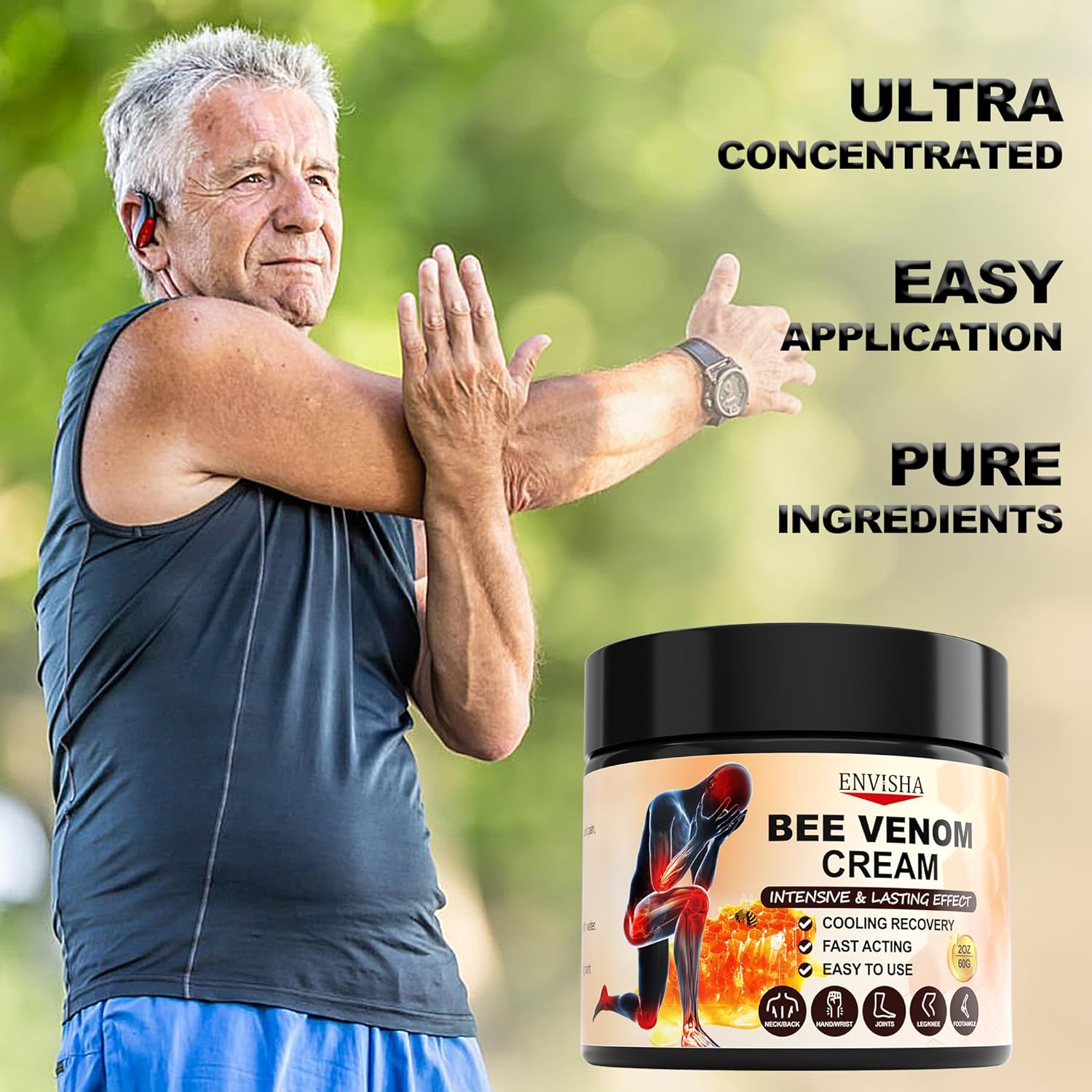 ENVISHA Bee Venom Joint Cream, Bee Venom Joint and Bone Cream for Back, Knee, Hands, Neck, Feet - Image 3