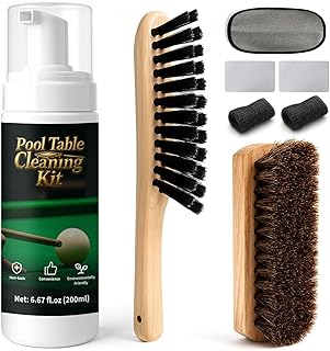 8pcs Pool Table Cleaning Kit - Powerful Cleaner Quickly Breaks Down Chalk & Stains, Restores Felt Smoothness - With Crevice Cleaning Brush and Anti-Static Glove - Gift for Billiard Enthusiasts