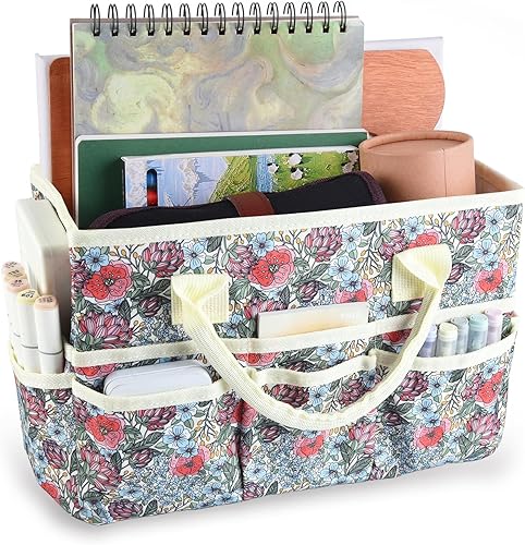 qianshan Bolsa organizadora de manualidades con múltiples bolsillos, organizador grande de almacenamiento de arte con asas para arte, manualidades,