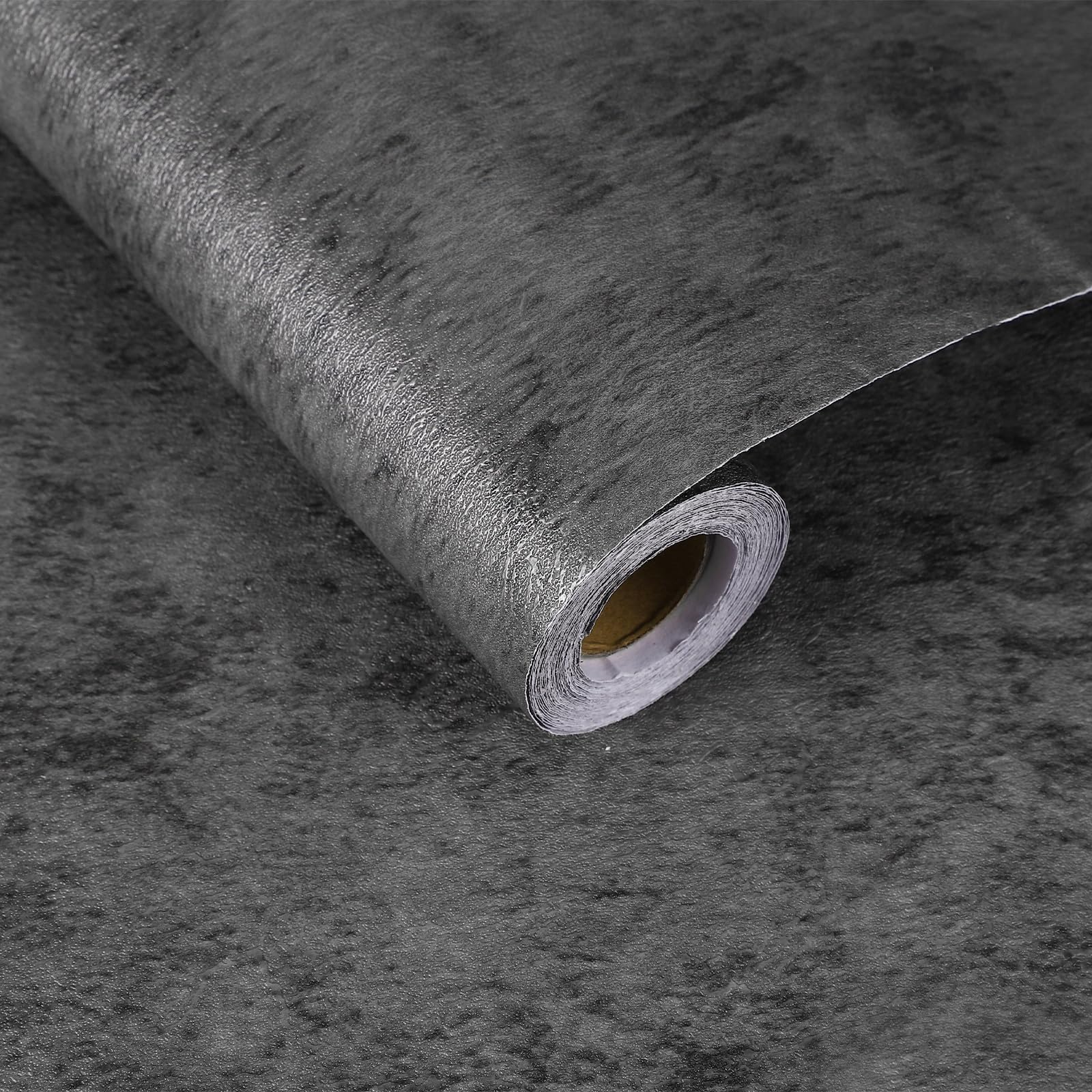 sourcing map 5m x 40cm Concrete Wallpaper, Industrial Concrete Cement Contact Paper Vinyl Stained Matte Spot Textured Adhesive Wallpaper for Kitchen Countertop Cabinet Bathroom, Dark Grey โ image 1