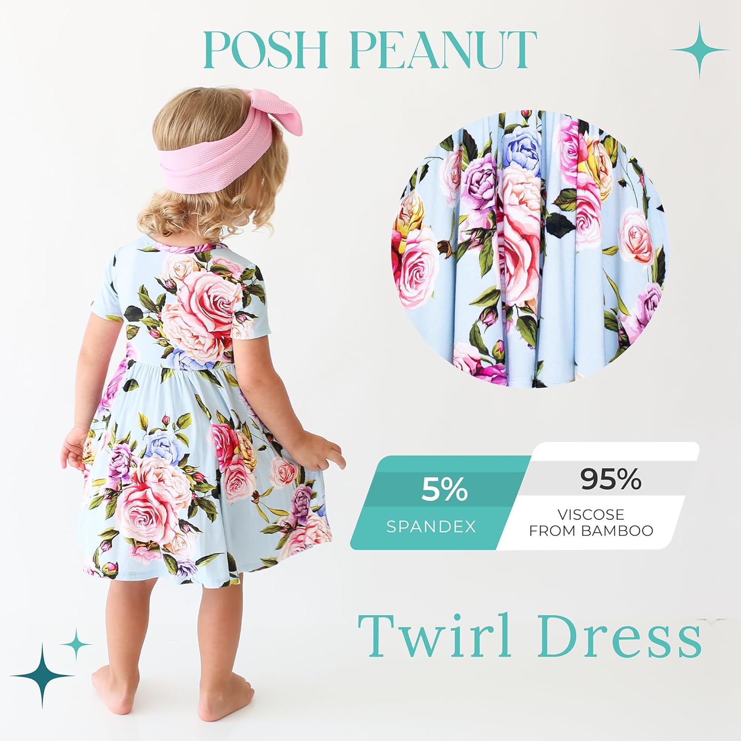 Posh Peanut Girls Dresses – Soft Toddler Twirl Dress Made with Viscose from Bamboo – Fall, Spring, Summer Dresses for Girls - Image 2