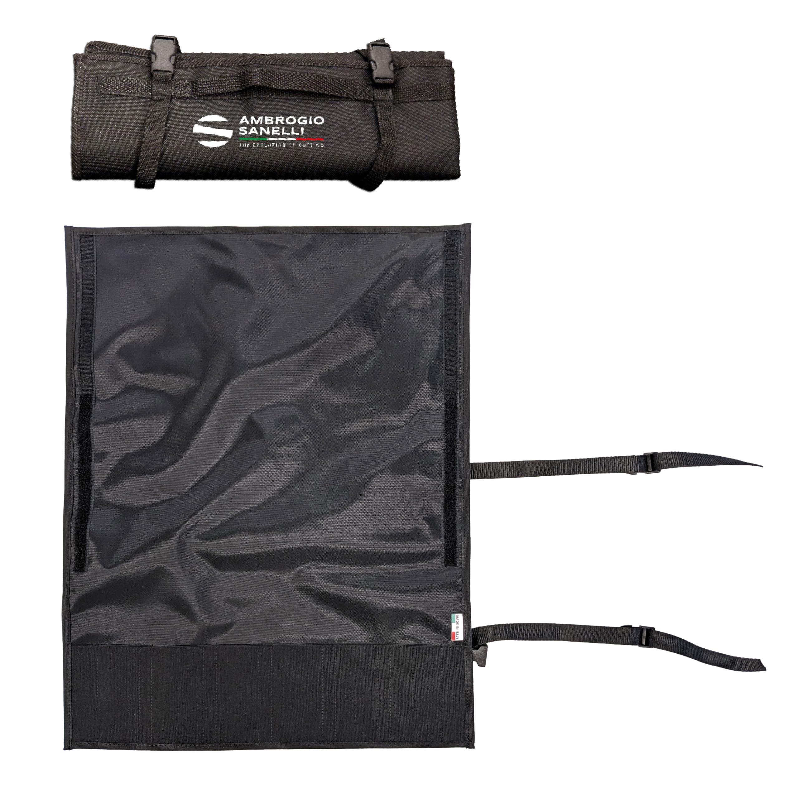 Ambrogio Sanelli - Rollo porta cuchillos Chef, funda para 6 cuchillos/accesorios, apto para cuchillas de hasta 30 cm, 2 hebillas ajustables y asa de transporte, práctico y seguro, 48 x 62 cm