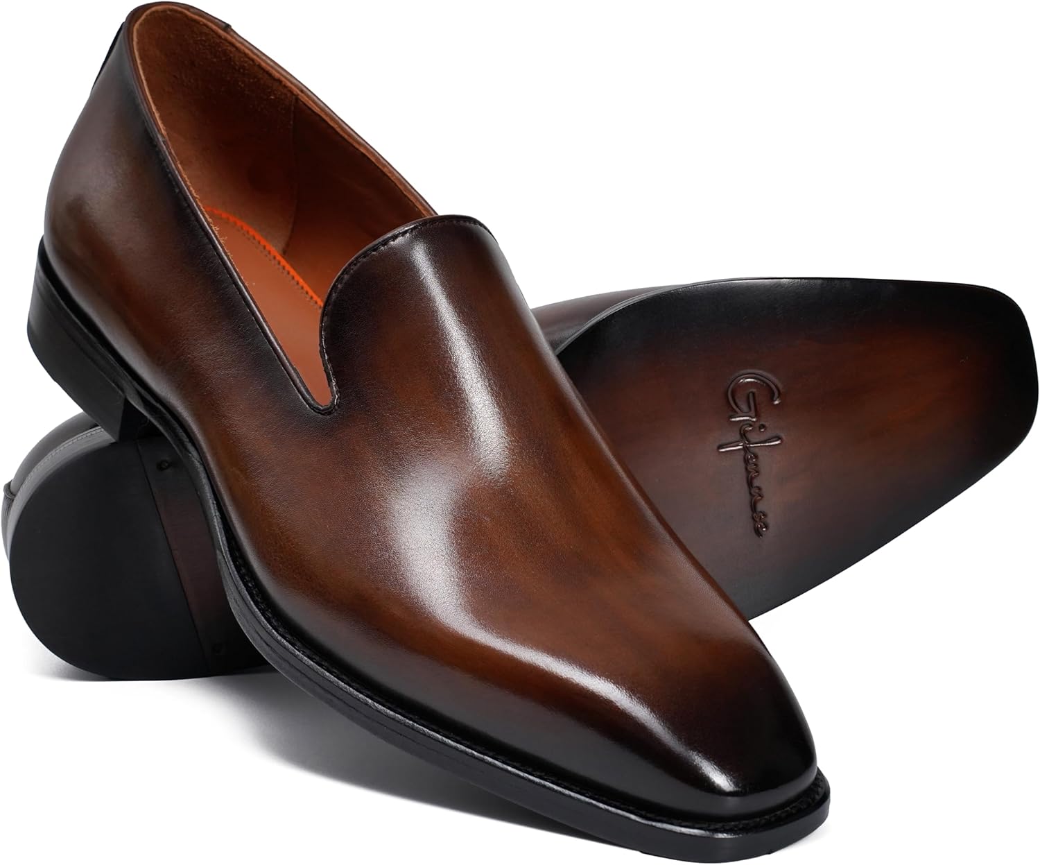 Men's Genuine Leather Loafers Hand-Dyed Leather Sole Slip-On Dress Shoes - Image 3