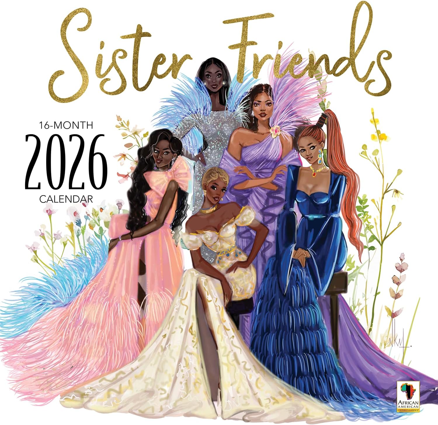 African American Expressions 2026 Wall Calendars - Monthly Calendars Celebrating Black Culture & History - 12x12 Hanging Calendar - 16 Months (Sister Friends)
