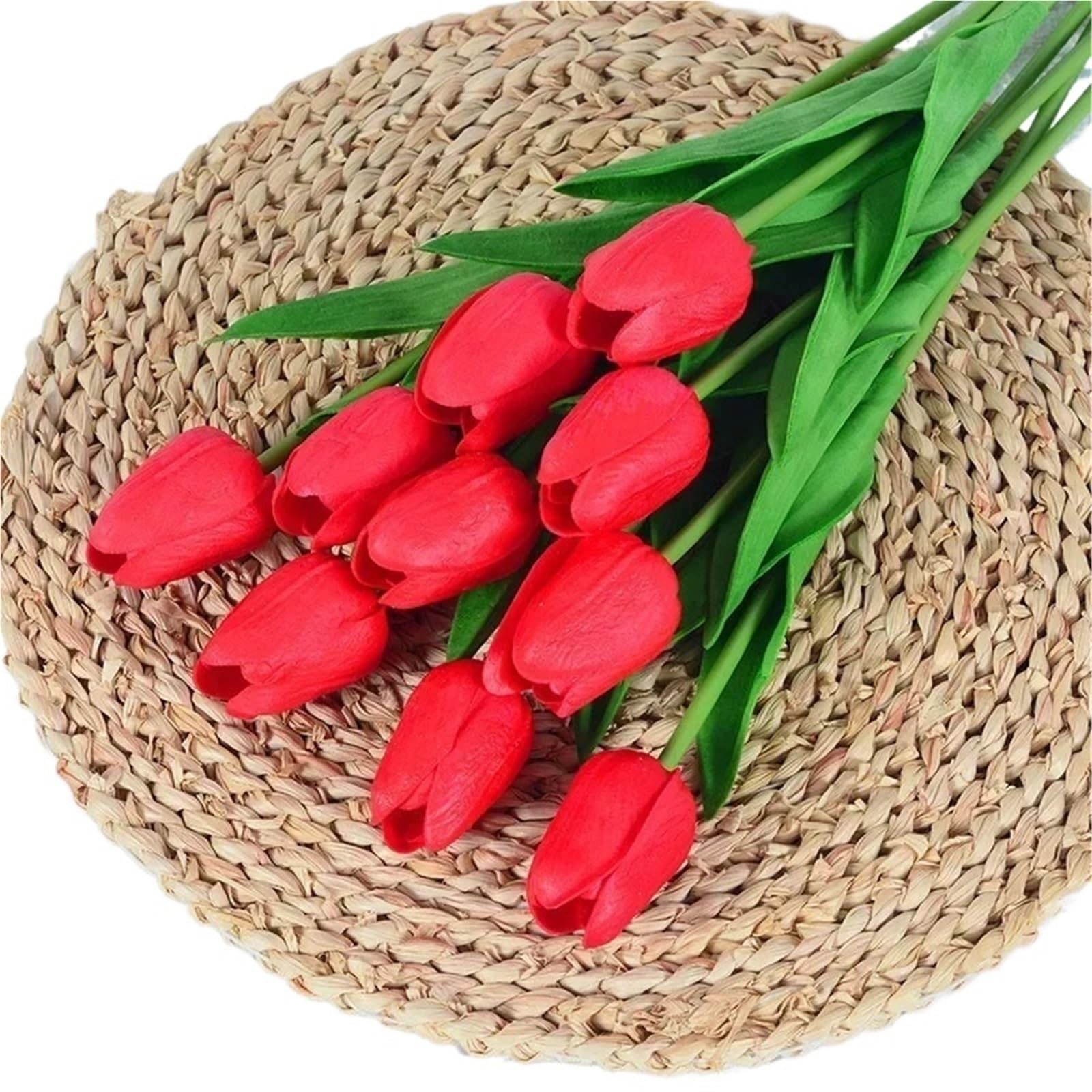 Dcrxz Artificial Flowers 10PCS Artificial Tulip Flower Bouquet Real Touch PE Foam Fake Flower for Wedding Decoration Flowers for Home Garden Decoraive(A-03)