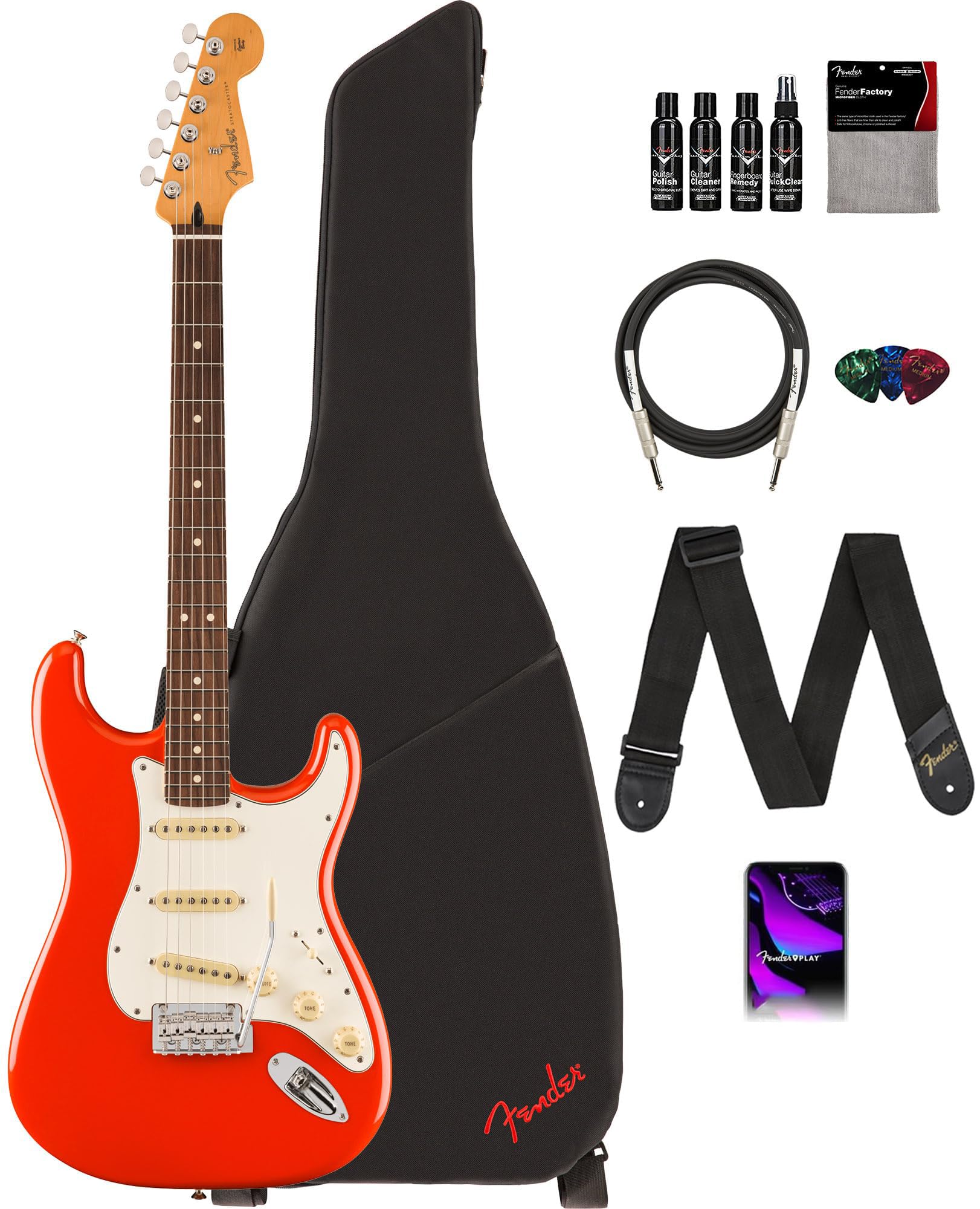 Amazon.com: Fender Player II Stratocaster - Coral Red Bundle with