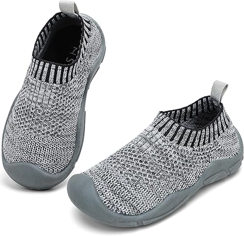 STQ Zapatos para niños pequeños, con puntera ancha, zapatos sin cordones para niños y niñas