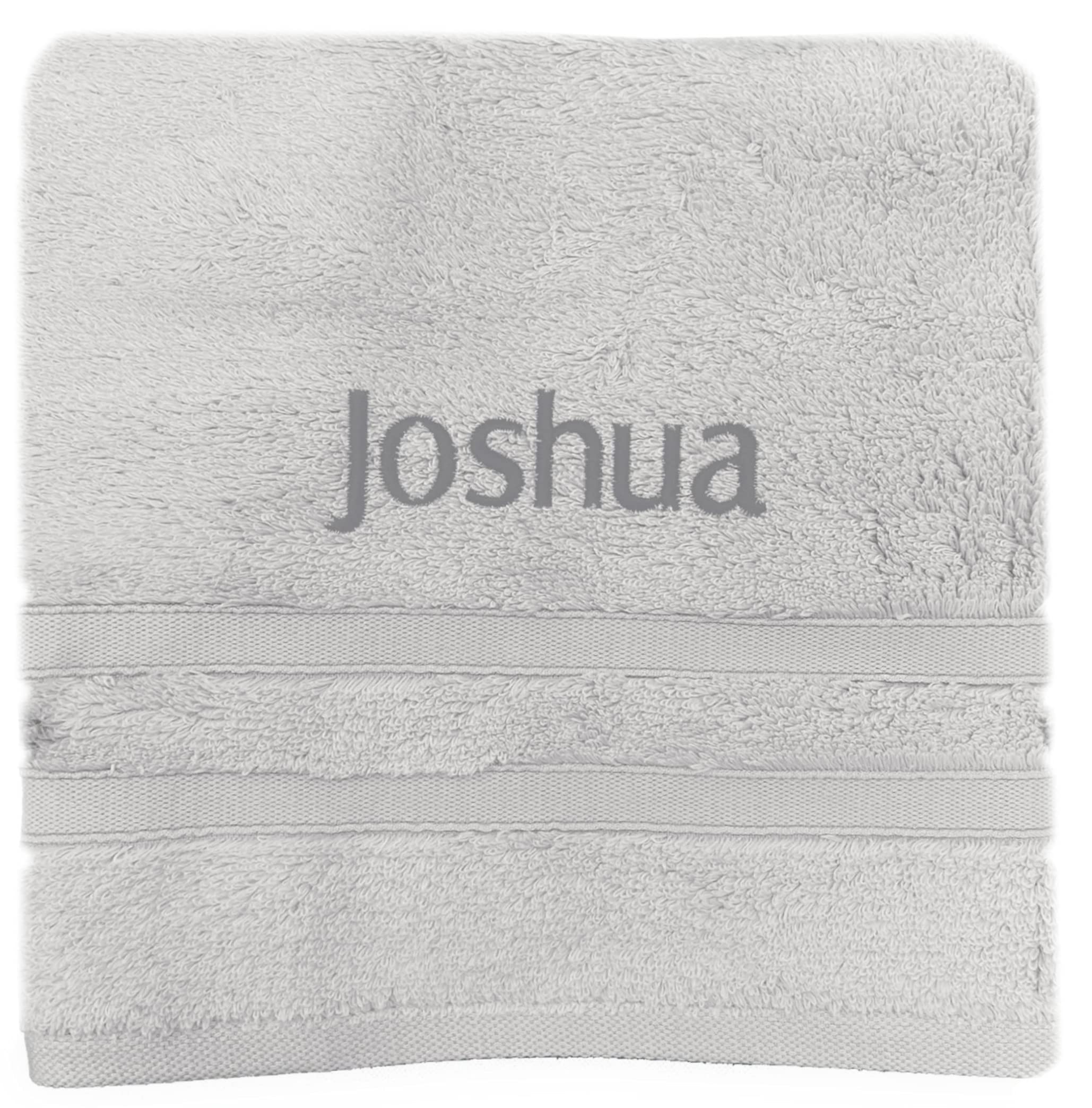 Personalised Bath Hand Towels Sizes Embroidered Name (Light Grey, Hand Towel)