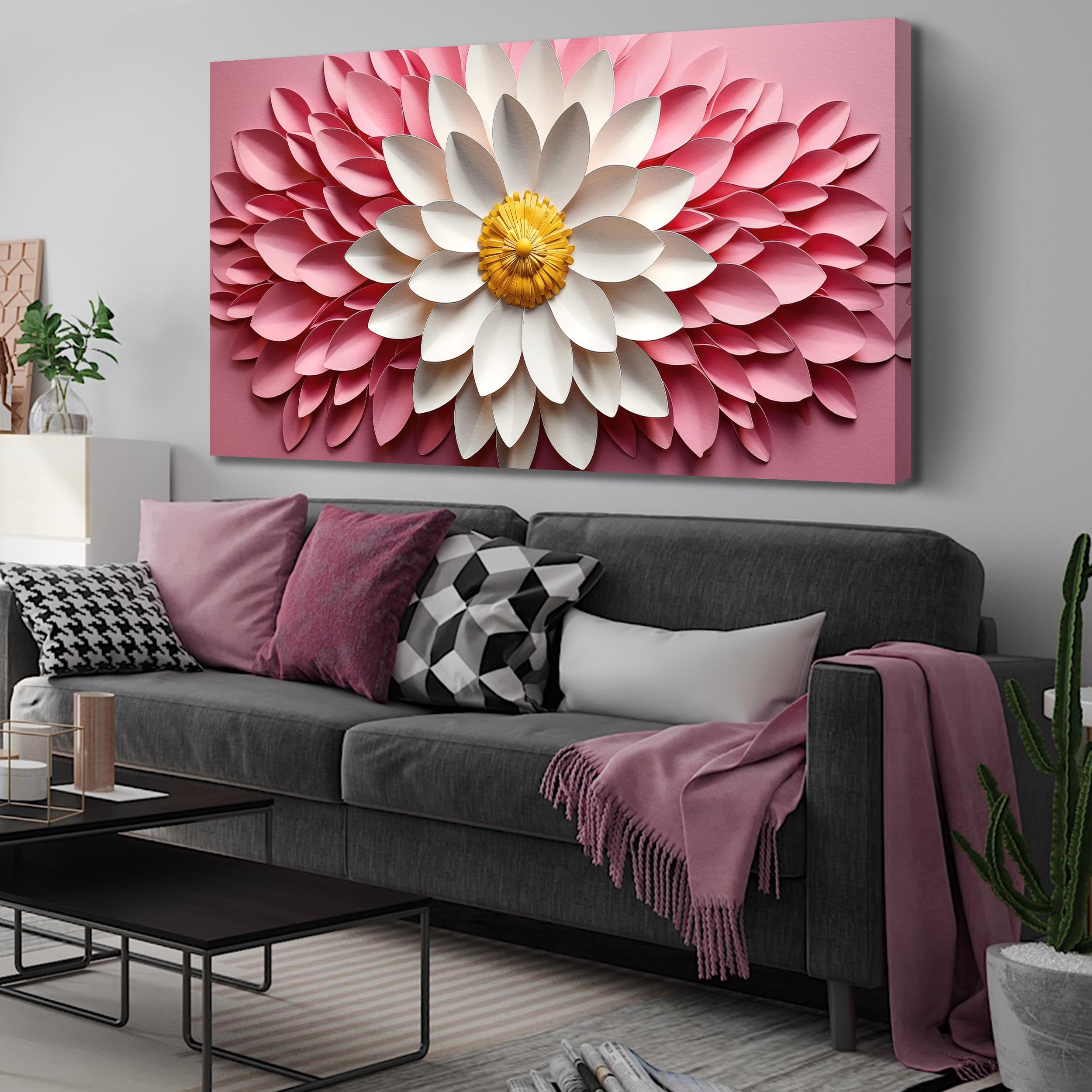 Photo 1 of Ouzzlie Large Floral Wall Art for Living Room Office 59" L x 29" W