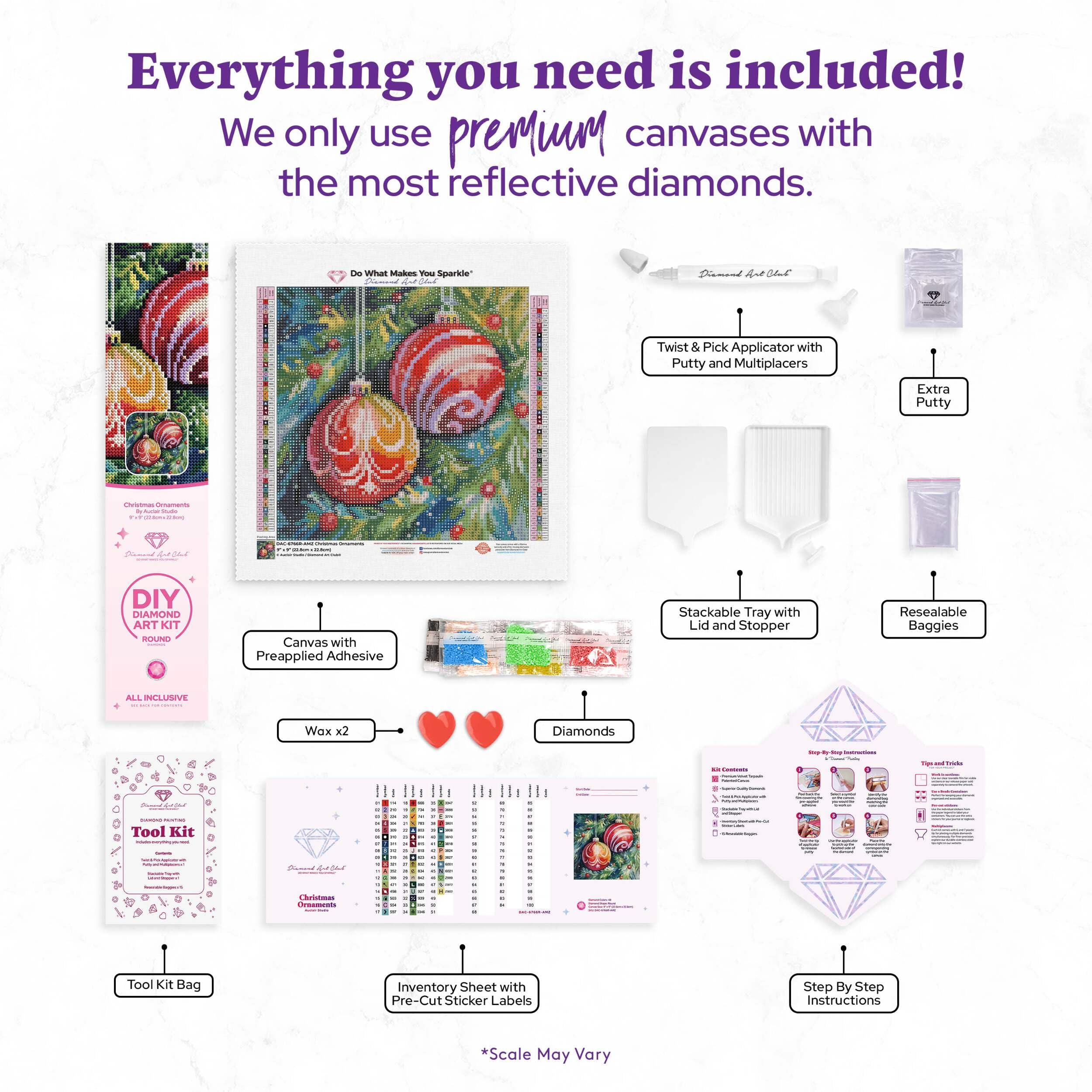 DIAMOND ART CLUB Christmas Ornaments Diamond Painting Kit, Fun DIY