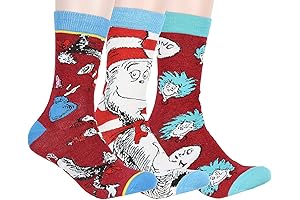Dr. Seuss Adult Cat in the Hat Thing 1 & Thing 2 Socks