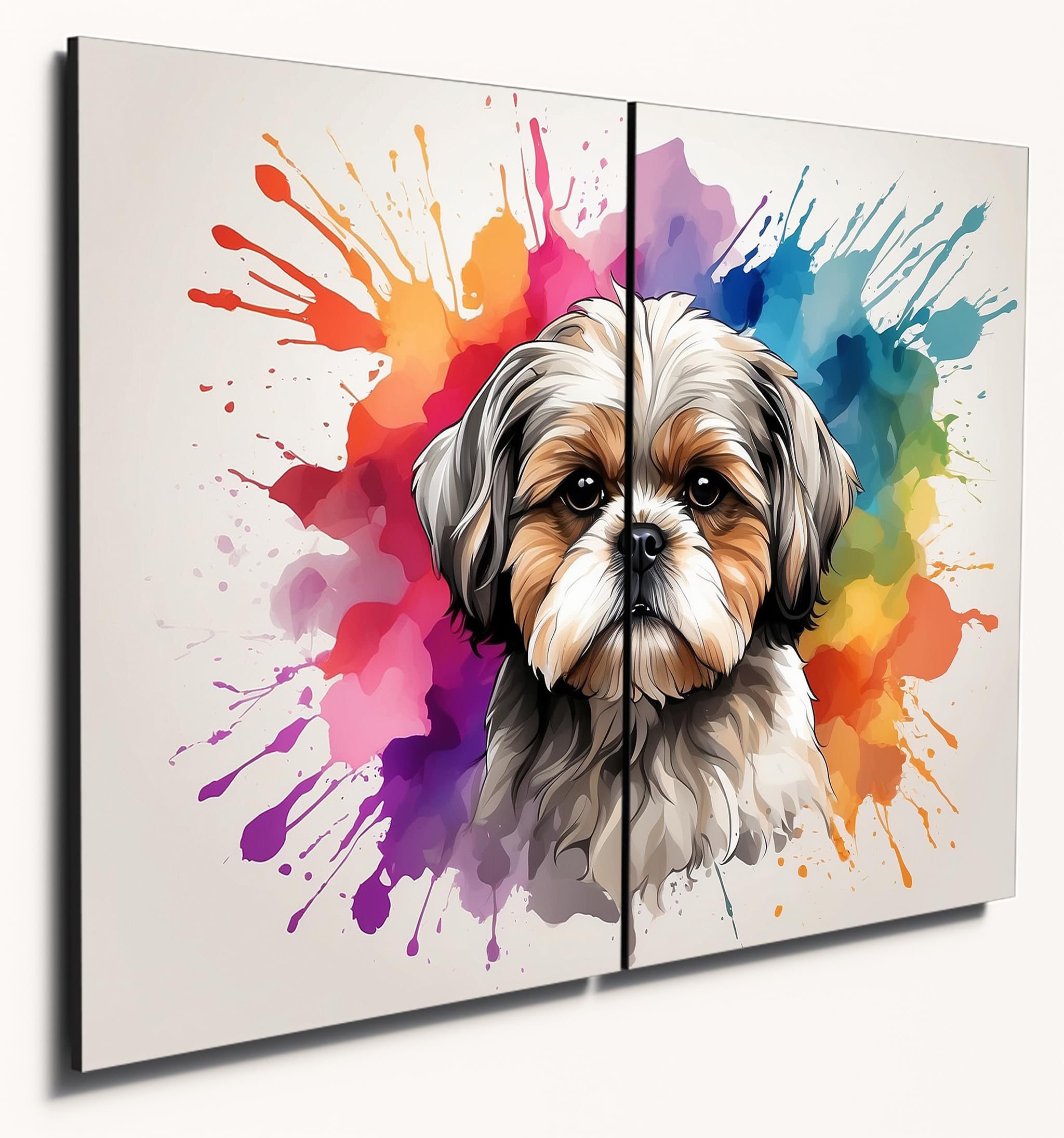 The Plum Penguin Shih Tzu #1 Shih Tzu Watercolour Style Wall Art – Dual A4 Wooden Mdf Panels