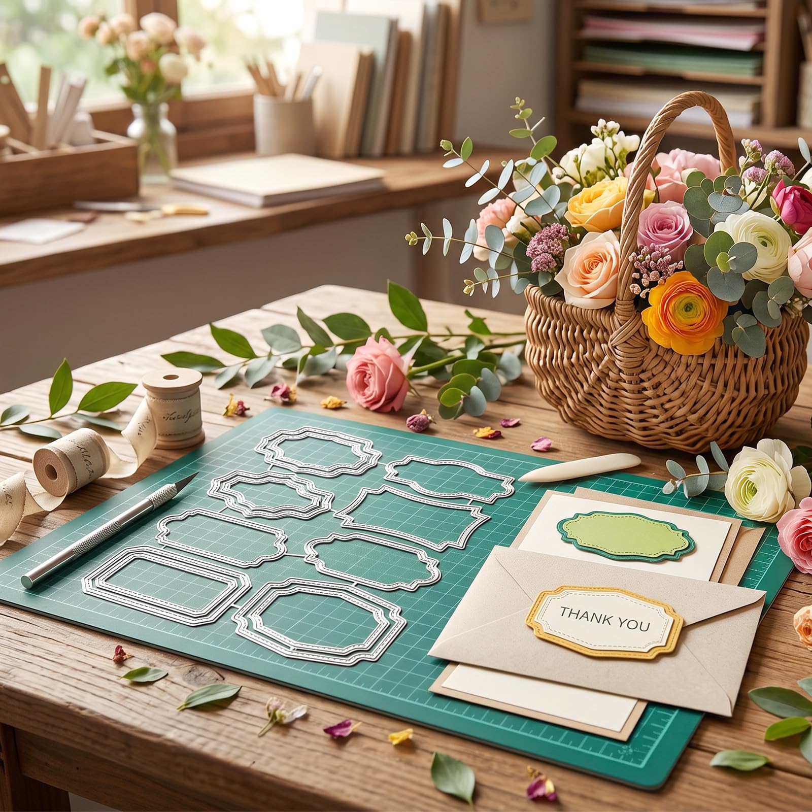 Metall-Stanzschablonen Set 8 Teile, Rechteck Etikettenrahmen Prägeschablone, Klein Stanzschablonen für DIY Album, Kartenherstellung Und Scrapbooking, Kreative Papierprojekte & DIY-Geschenke