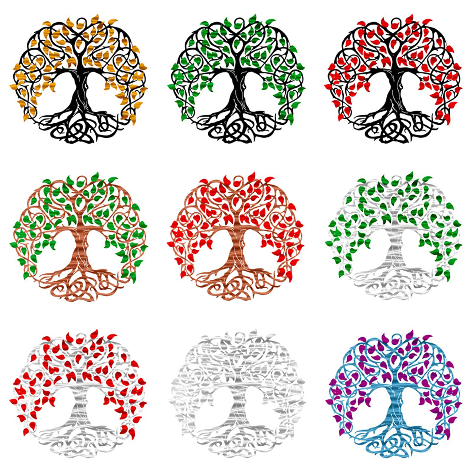 DFrywdgSEY Furniture wall decorations, Set of 9 Metal Tree Wall Art Decor - Colors of Life Decoration Home Office, 11.8Inch