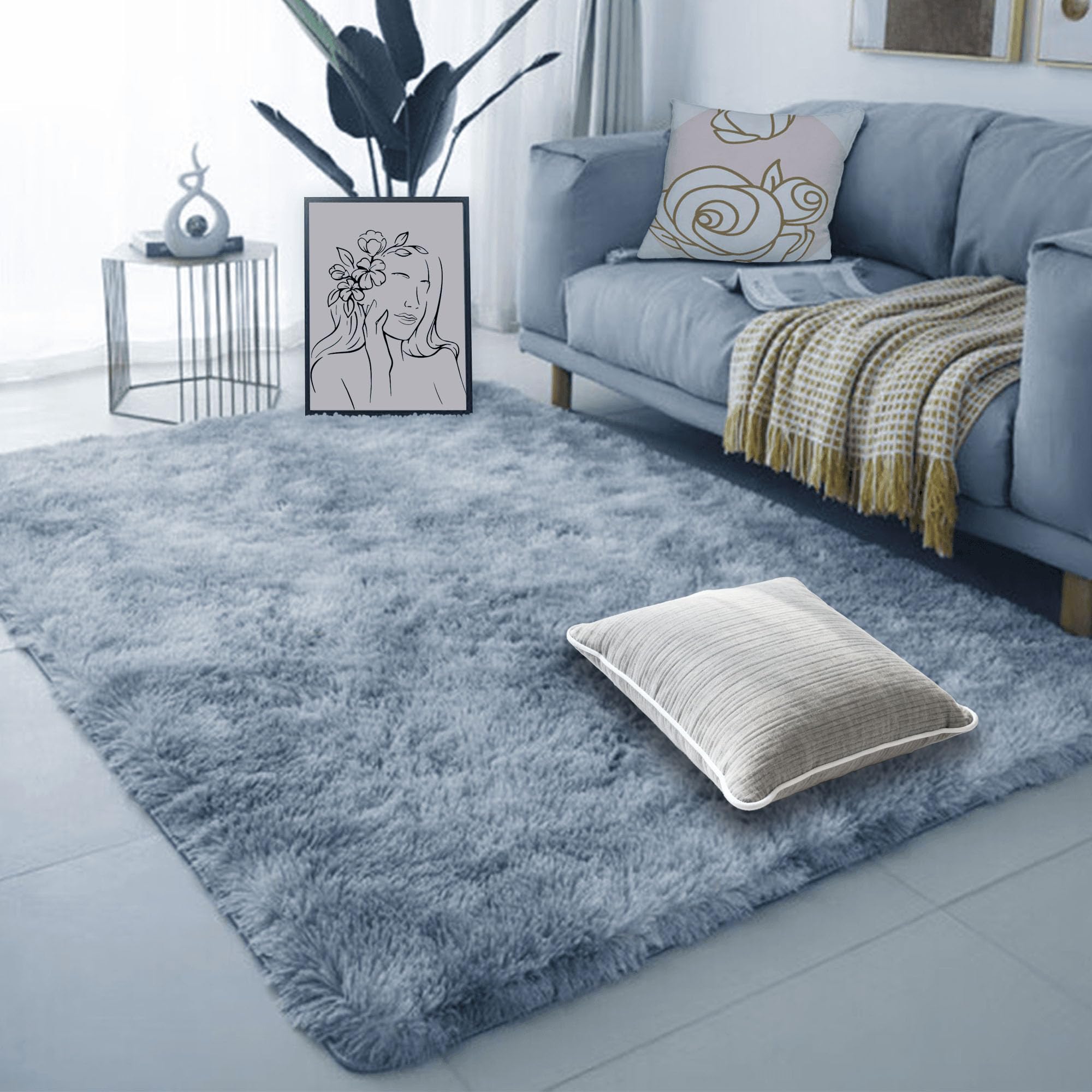 Tapis de sol pelucheux 160x300 moquette chambre moderne et descente de lit moelleuse