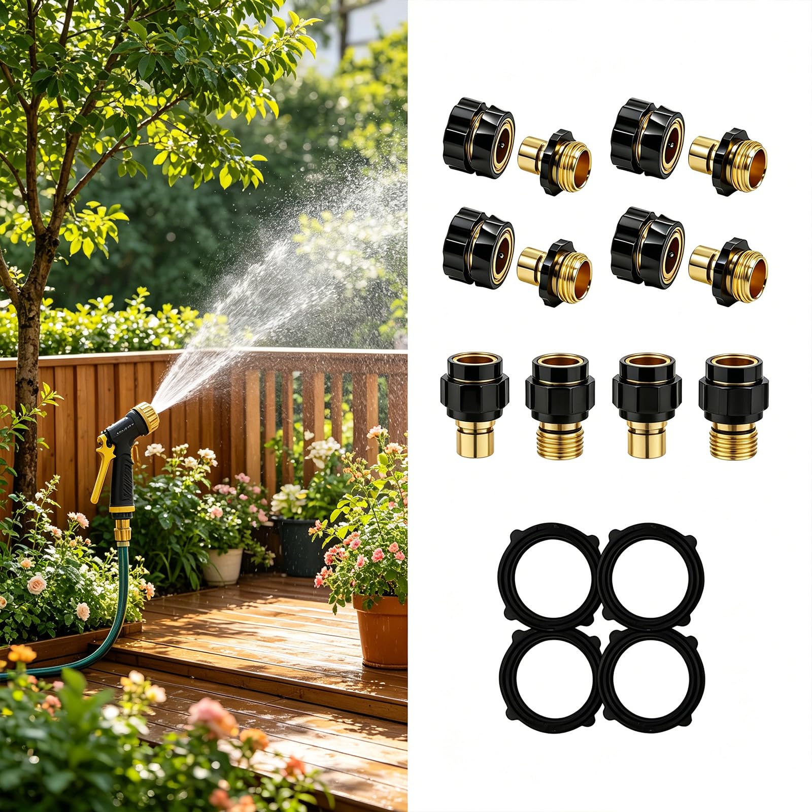 Generisch 4 conectores de manguera multiusos con cierre rápido, sistemas de riego de plástico, accesorios para jardinería al aire libre, adaptador de manguera de agua de riego