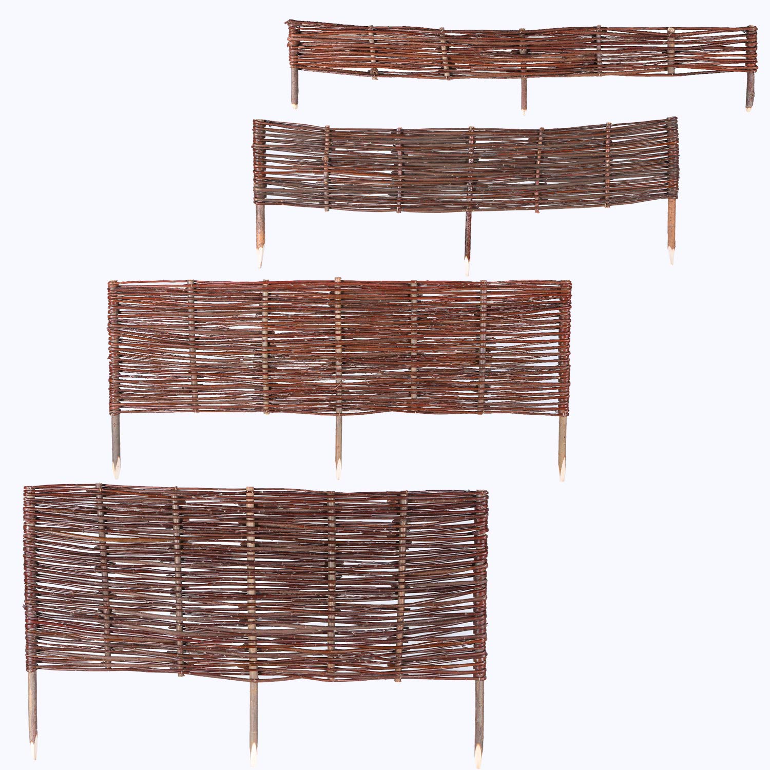 WEECO Recinzione per aiuole in vimini, 5 pezzi, lunghezza: 100 cm, altezza: 20 cm, set di recinzione in vimini, ideale per il giardino, delimitazione naturale 100 x 20 cm