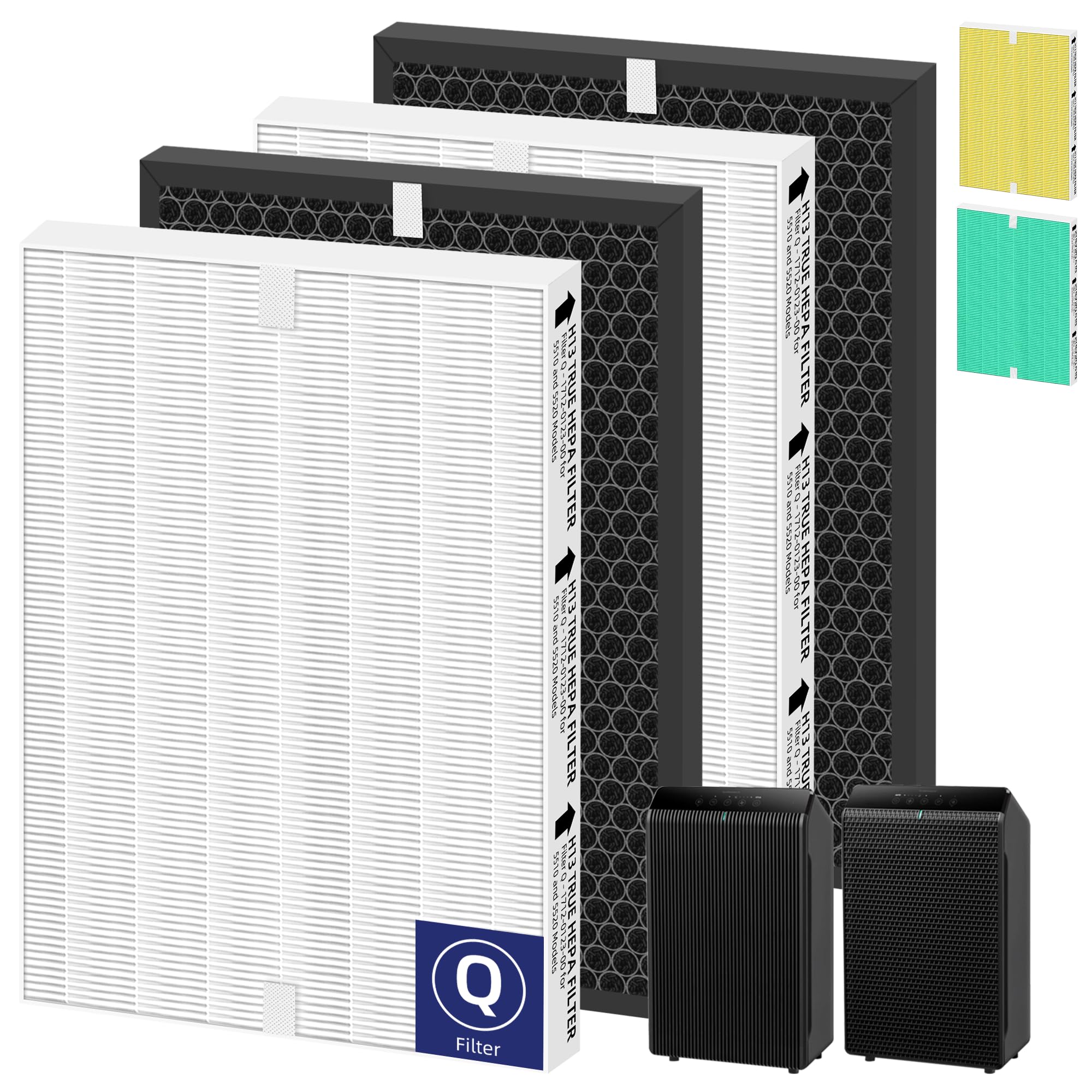 5510 5520 HEPA Air Purifier Filter Q Replacement for Winix 5510 5520 Plasmawave Air Purifier H13 True HEPA Carbon Filter,# 1712-0123-00,2 Set
