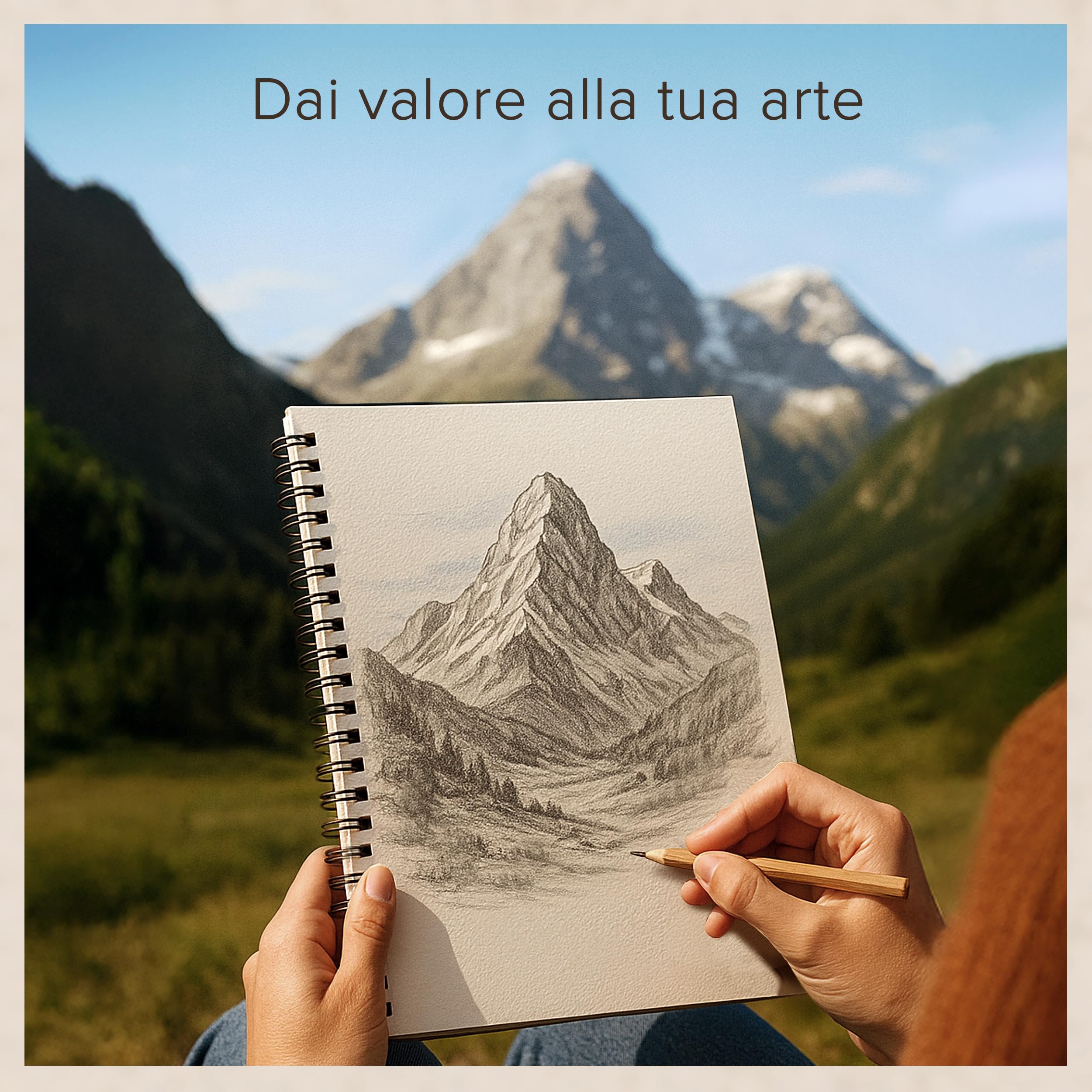 Blocco per Schizzi A4 con Copertina Rigida – Carta Molto Spessa da 200 g/m² – Grande a Spirale per Bambini, Professionisti, Disegni – 21 x 29 cm, 40 Fogli / 80 Pagine
